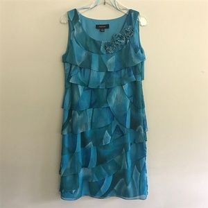 R&M Richards multi colored tiered dress